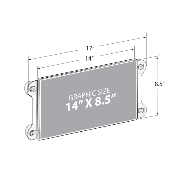 Azar Displays 14"W x 8.5"H Sign Frame W/ suction cups, PK2 - 106607