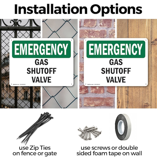 Signmission Gas Shutoff Valve, 10 in W x Rectangle, Plastic - OS-2PACK-EM-P-710-L-10386