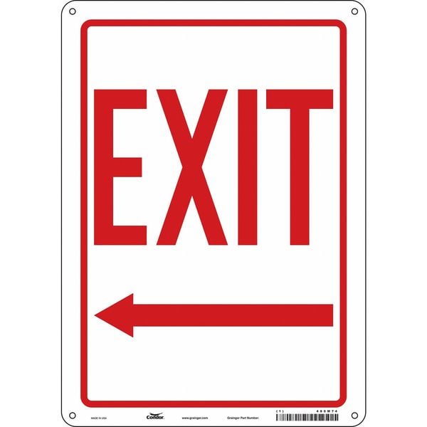 Condor Exit Sign, Aluminum, 10" W, 14" H, Exit, Red, White - 480M74
