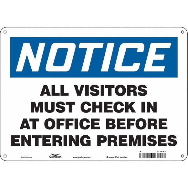 Condor Safety Sign, 10 in Height, 14 in Width, Aluminum, Horizontal Rectangle, English, 472D90 - 472D90