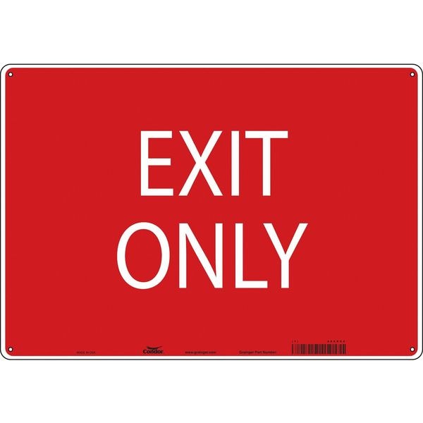 Condor Exit Sign, Aluminum, 20" W, 14" H, Exit Only, Red - 486X54