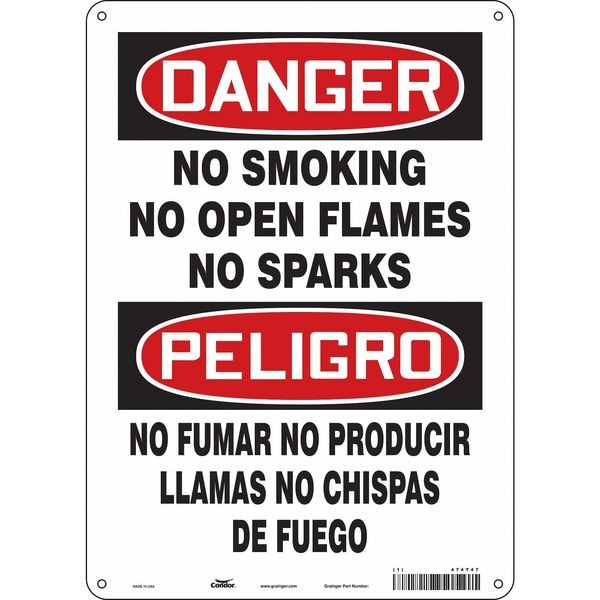 Condor Safety Sign, 14 in H, 10" W, Vertical Rectangle, English, Spanish, 474T47 - 474T47