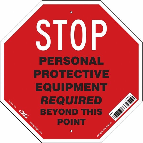 Condor Safety Sign, 18 in Height, 18 in Width, Aluminum, Octagon, English - 466R86