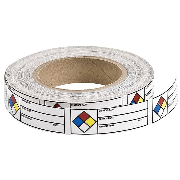 Brady Chemical Label, 1 in H, 3 in W, 102844 - 102844