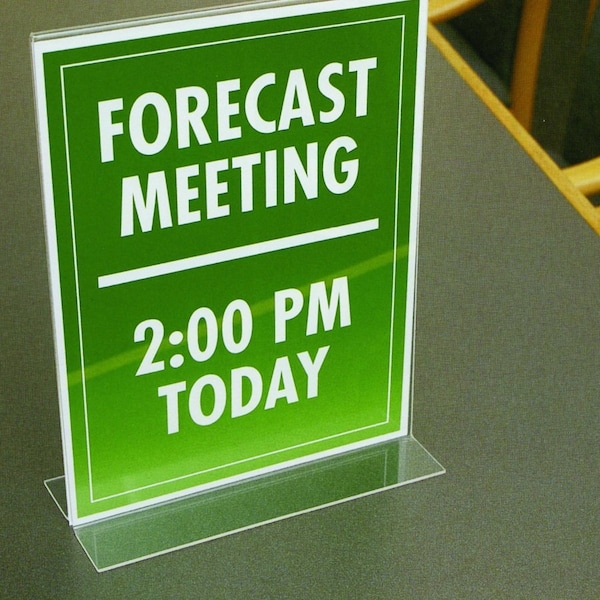 Nudell Stand-Up Sign Holder, 8-1/2"x11", Plastic, Clear - NUD38020Z