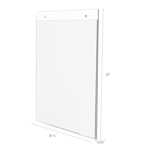 Deflecto Wall Mount Sign Holder, Pre-Drilled, Portrait, 8-1/2"x11", CL - DEF68201