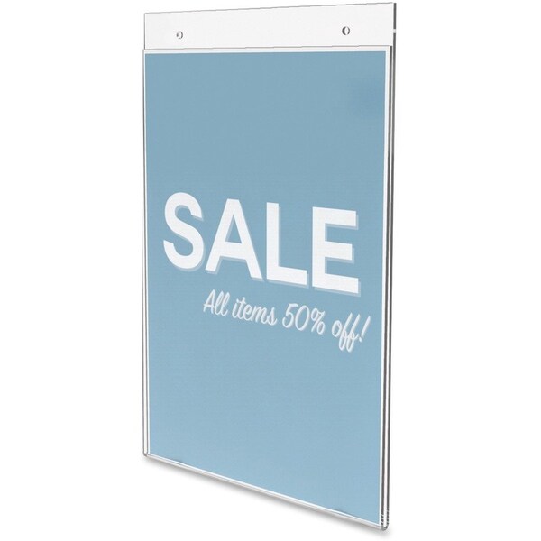 Deflecto Wall Mount Sign Holder, Pre-Drilled, Portrait, 8-1/2"x11", CL - DEF68201