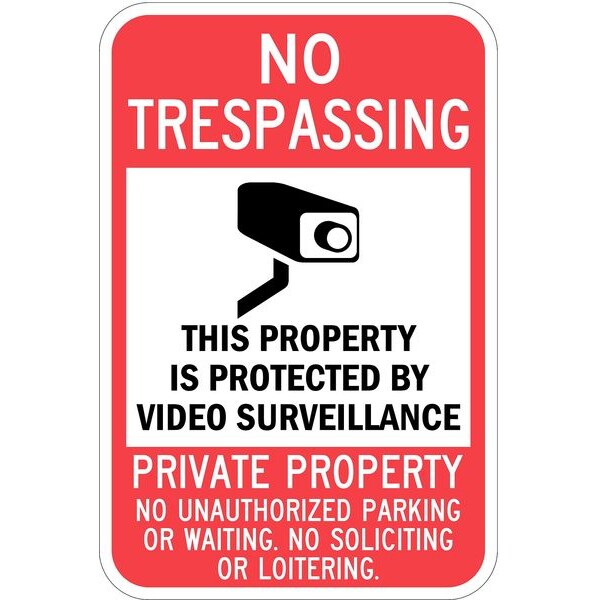 Lyle No Trespassing This Property Protected by Video, 18 in x 12 in, Aluminum, T1-1084-HI_12x18 - T1-1084-HI_12X18