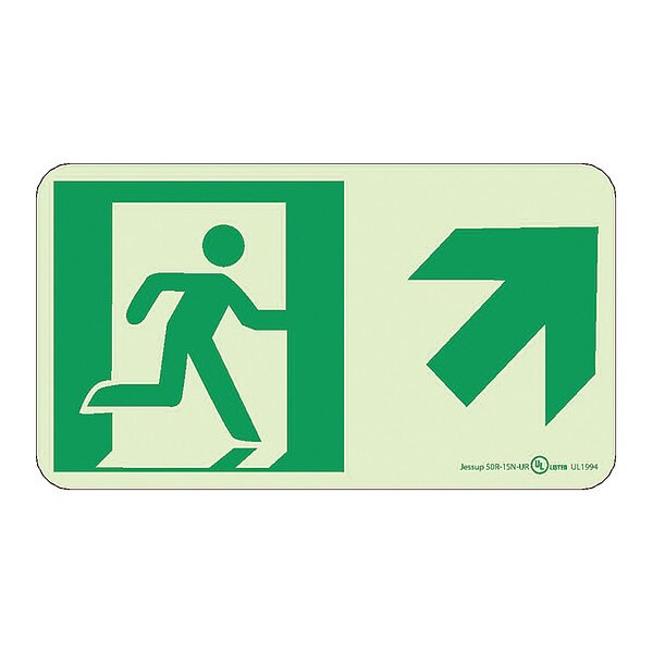 Nmc Glo Brite Up Right Arrow Egress Sign, 50R-1SN-UR - 50R-1SN-UR