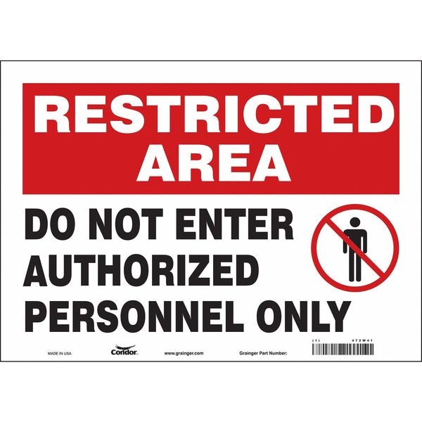 Condor Safety Sign, 10 in Height, 14 in Width, Vinyl, Horizontal Rectangle, English, 472W41 - 472W41