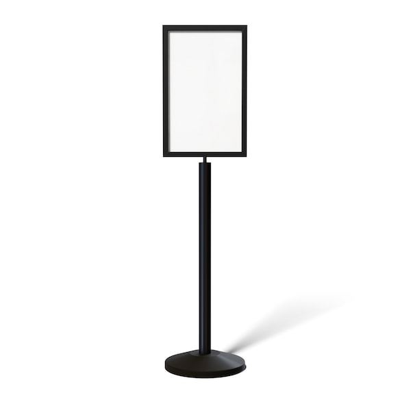 Montour Line Sign 14 x 22 in. V Bk. Steel, PLS WAIT HERE FOR THE NEXT AVL CASHIER - FS200-1422-V-BK-PLSWAITCASH