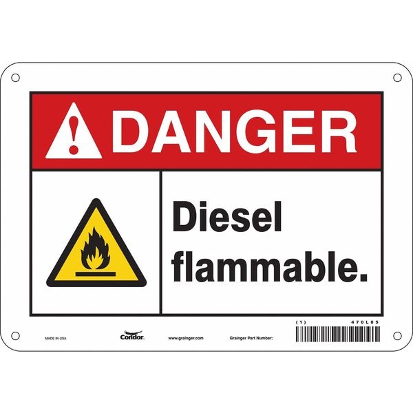 Condor Safety Sign, 7 in Height, 10 in Width, Polyethylene, Vertical Rectangle, English, 470L05 - 470L05