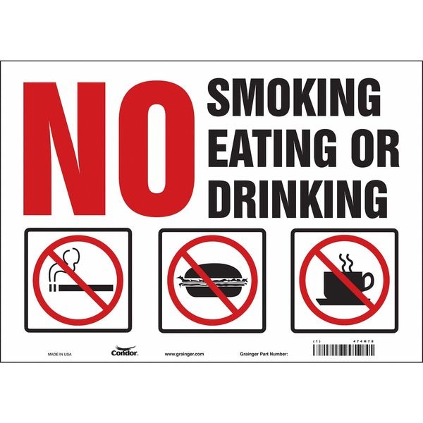 Condor Safety Sign, 10" H, 14 in W, Vinyl, Horizontal Rectangle, English, 474H78 - 474H78