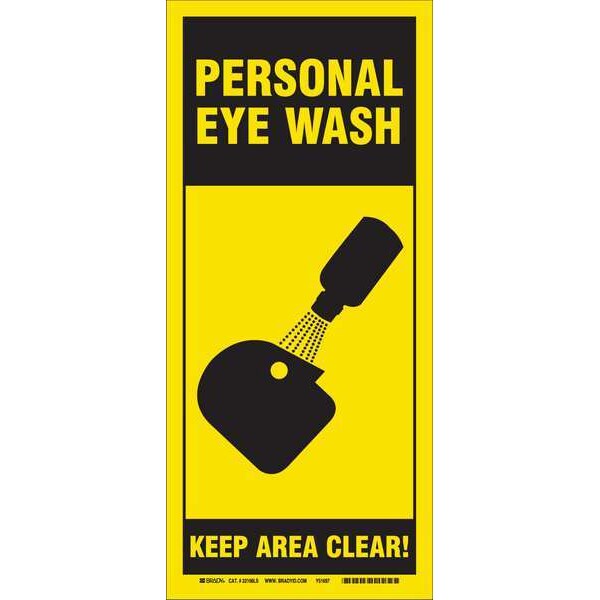Brady Eye Wash Sign, 18" H, 8" W, Plastic, Rectangle, English, 22106LS - 22106LS