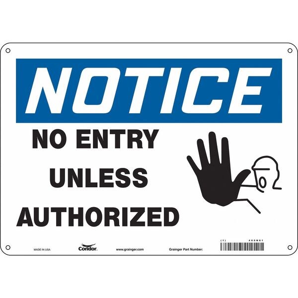 Condor Safety Sign, 10 in Height, 14 in Width, Aluminum, Horizontal Rectangle, English, 480N61 - 480N61