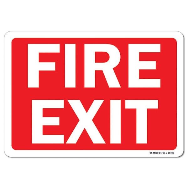 Signmission OSHA, Fire Exit, white text on red background, 14in X 10in Rigid Plastic, 10" W, 14" L, Landscape - OS-MISC-P-1014-L-19490