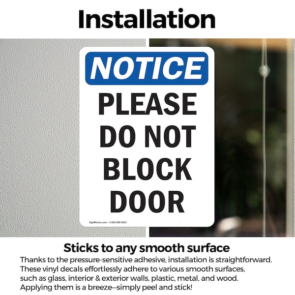 Signmission Please Do Not Block Door, 10 in W x Rectangle, Vinyl Decal - OS-2PACK-NS-D-1014-V-17375