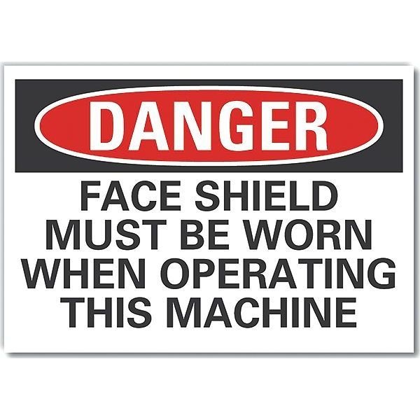 Lyle Face Mask Danger Reflective Label, 7 in Height, 10 in Width, Reflective Sheeting, English - LCU4-0652-RD_10X7