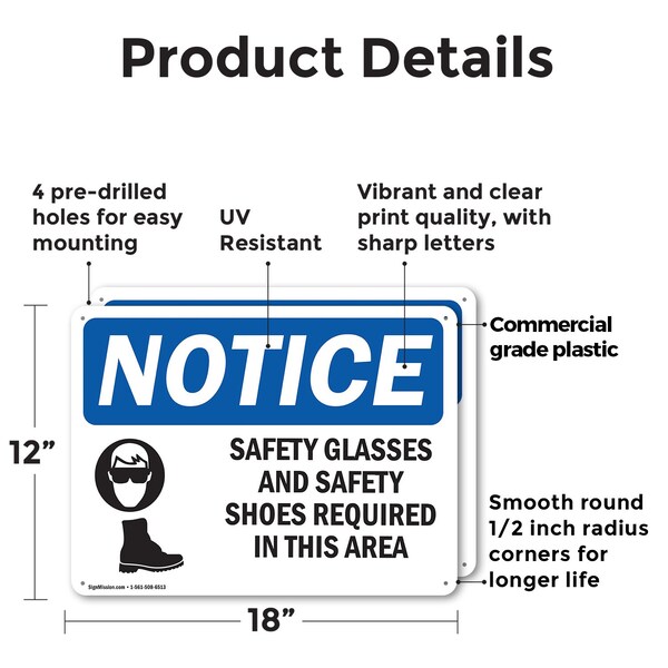 Signmission 12 in Height, 18 in Width, Plastic, Rectangle - OS-2PACK-NS-P-1218-L-16514