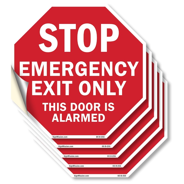 Signmission Exit Sign, Vinyl Decal, 6 in W, 6 in H - OC-D-5PACK-6-255