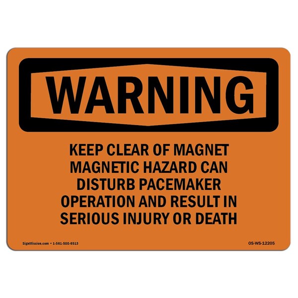 Signmission Safety Sign, OSHA WARNING, 10" Height, Keep Clear Of Magnet Magnetic Hazard Can, Landscape - OS-WS-D-1014-L-12205