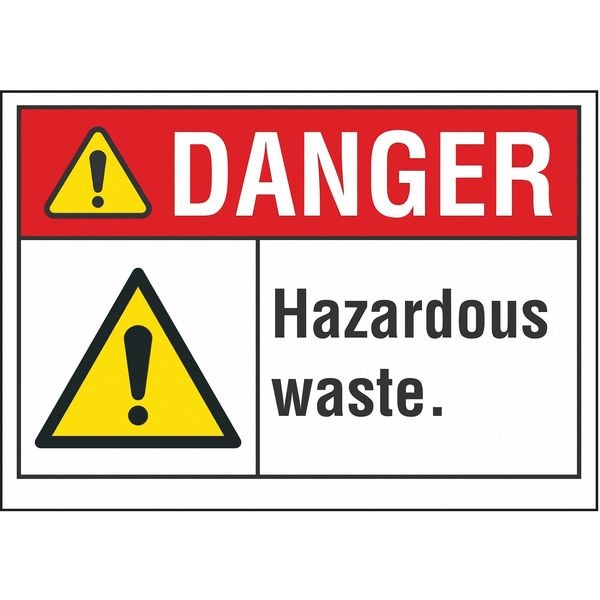 Lyle Hazardous Waste Danger Reflective Label, 5 in H, 7 in W, English, LCU4-0074-RD_7X5 - LCU4-0074-RD_7X5