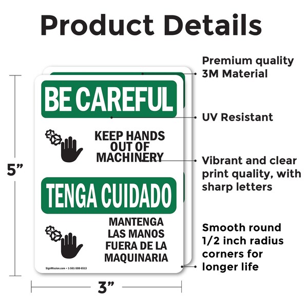 Signmission Safety Culture Sign, 3.5 in Width, Vinyl Decal, Rectangle, Bilingual - OS-2PACK-BC-D-35-L-10031