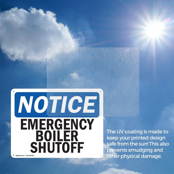 Signmission Emergency Boiler Shutoff, 14 in W x Rectangle, Aluminum - OS-2PACK-NS-A-1014-L-11769