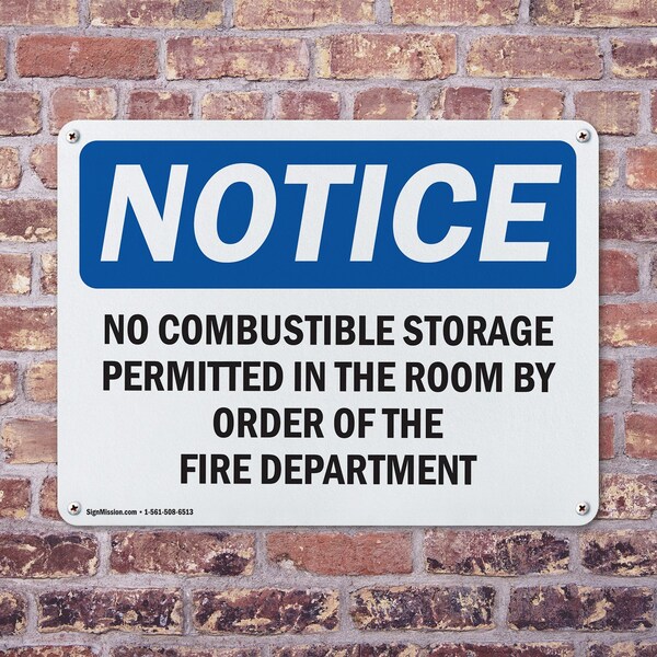 Signmission No Combustible Storage Permitted In This, 14 in W x Rectangle, Aluminum - OS-2PACK-NS-A-1014-L-14456