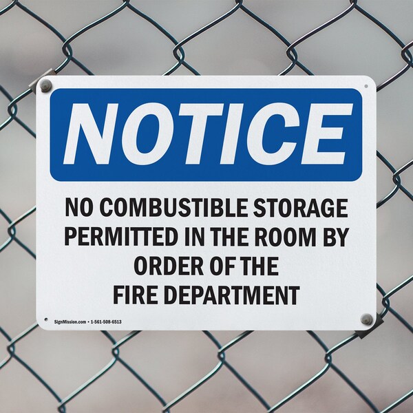 Signmission No Combustible Storage Permitted In This, 14 in W x Rectangle, Aluminum - OS-2PACK-NS-A-1014-L-14456