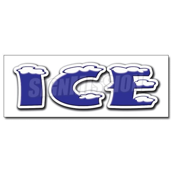 Signmission ICE DECAL sticker cold store machine chest crystal clear cubes flakes chips, D-12 ICE - D-12 ICE