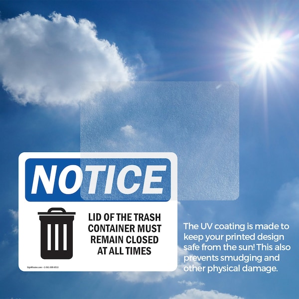 Signmission Lid Trash Container Remain Closed All Times, 7 in W x Rectangle, Vinyl Decal - OS-2PACK-NS-D-57-L-15883