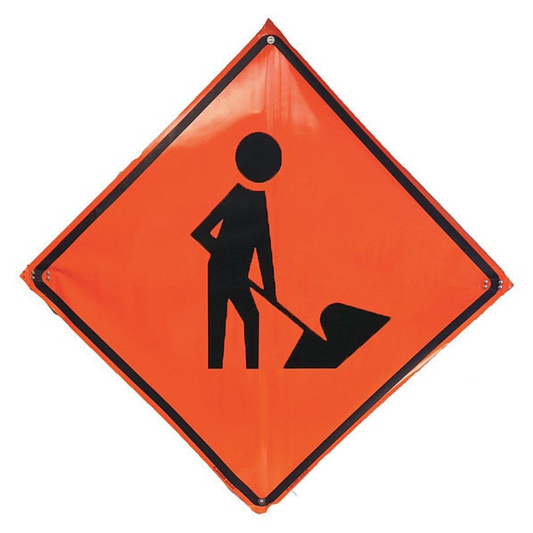 Eastern Metal Signs And Safety Workers Ahead Traffic Sign, 36 in H, 36 in W, Vinyl, Diamond, No Text, 1UBP4 - 1UBP4