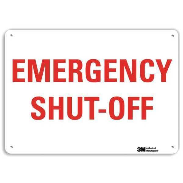 Lyle Emergency SHUT-OFF, 7 in x 10 in, Vertical Rectangle, Aluminum, U7-1140-NA_10x7 - U7-1140-NA_10X7