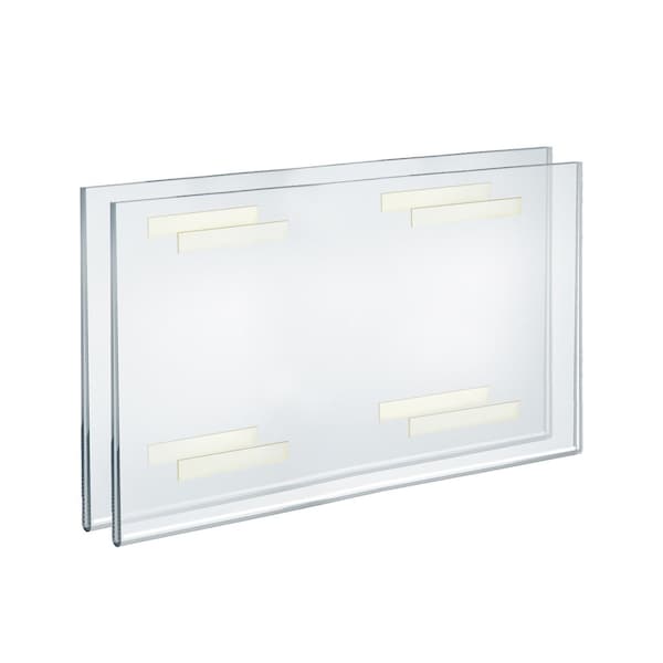 Azar Displays Self Adhesive Clear Acrylic Wall Sign Holder Frame 17'' W x 11'' H -Landscape / Horizontal, 2PK - 122037-2PK