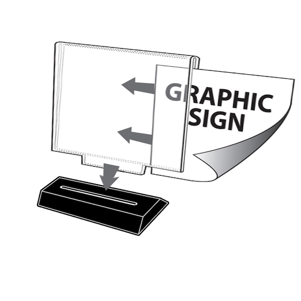 Azar Displays Acrylic Frame Sign Holder on Weighted Black Base 17"W x 11"H, PK2 - 108808