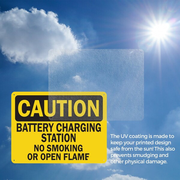 Signmission Battery Charging Station No Smoking Or Open Flames OSHA Caution Sign, Plastic, 14in W x 10in L, 2PK - OS-2PACK-CS-P-1014-L-19115
