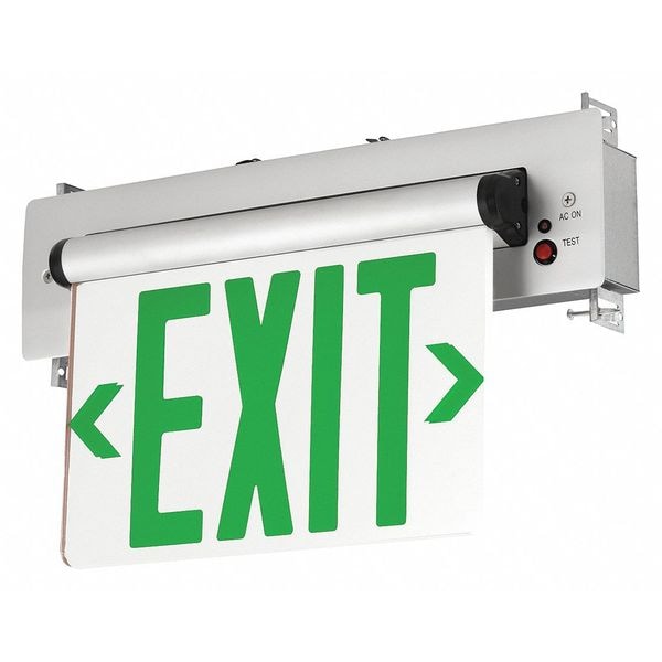 Dual-Lite Edge-Lit Exit Sign, LED, BatteryBackUp, Grn, CELR2GNE - CELR2GNE