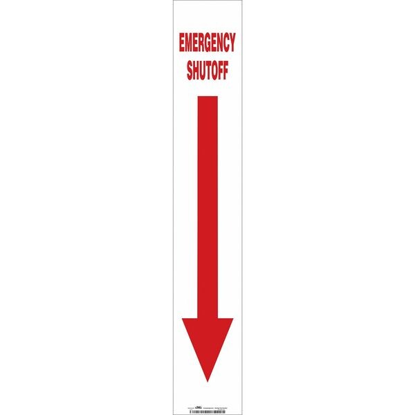 Condor EMERGENCY SHUTOFF, 4 in W x 24 in H, Horizontal Rectangle, Vinyl - 469H70
