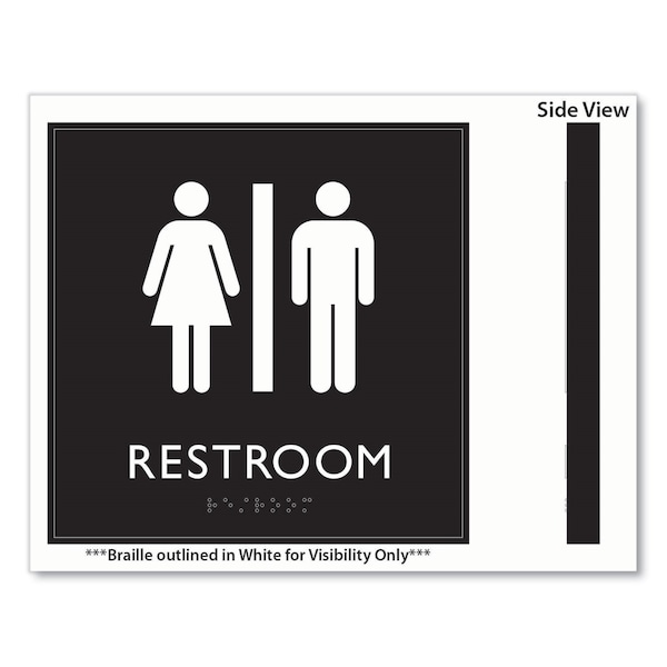Headline Sign ADA Sign, Unisex Restroom, Plastic, 8 x 8, Clear/White - 66910