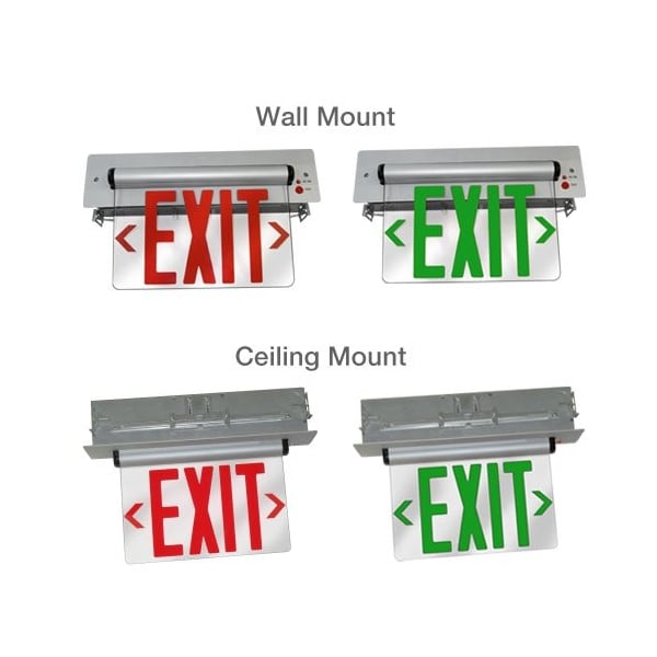 Elco Lighting Recessed LED Edge Lit Exit Sign, EDGREC1G - EDGREC1G