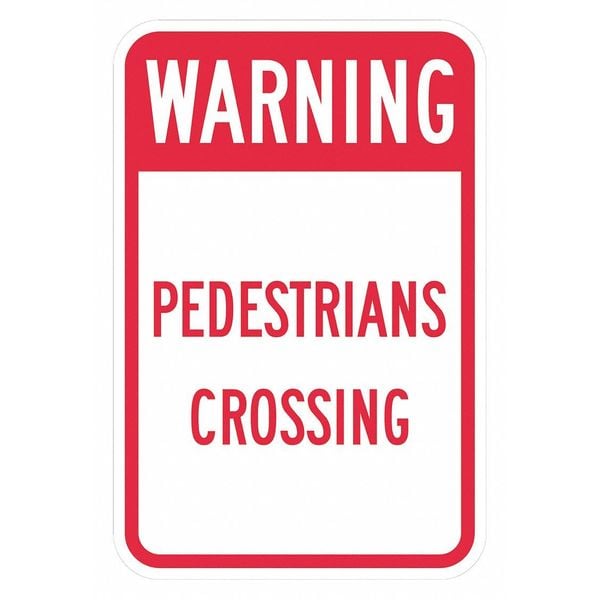 Lyle Pedestrian Crossing Traffic Sign, 18 in H, 12 in W, Aluminum, Vertical Rectangle, T1-1629-HI_12x18 - T1-1629-HI_12X18