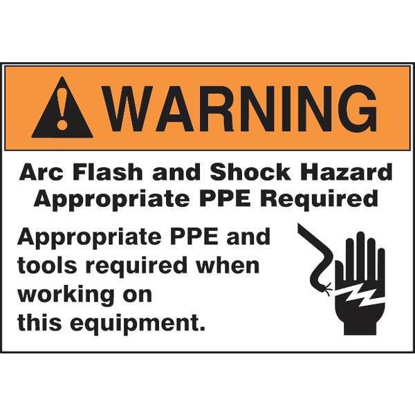 Accuform Warning Label, Arc Flash, 3-1/2x5 in, Adhesive Paper, 100/RL, LRLE309 - LRLE309