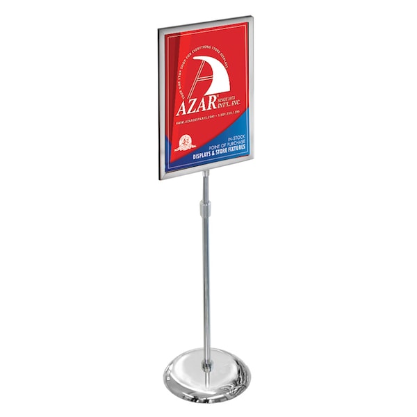 Azar Displays 18"W x 24"H Two-Sided Slide-In Floor Stand on Chrome Base - 300288