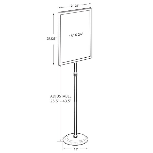 Azar Displays 18"W x 24"H Two-Sided Slide-In Floor Stand on Chrome Base - 300288
