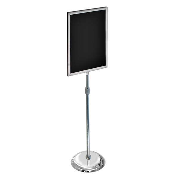Azar Displays 18"W x 24"H Two-Sided Slide-In Floor Stand on Chrome Base - 300288