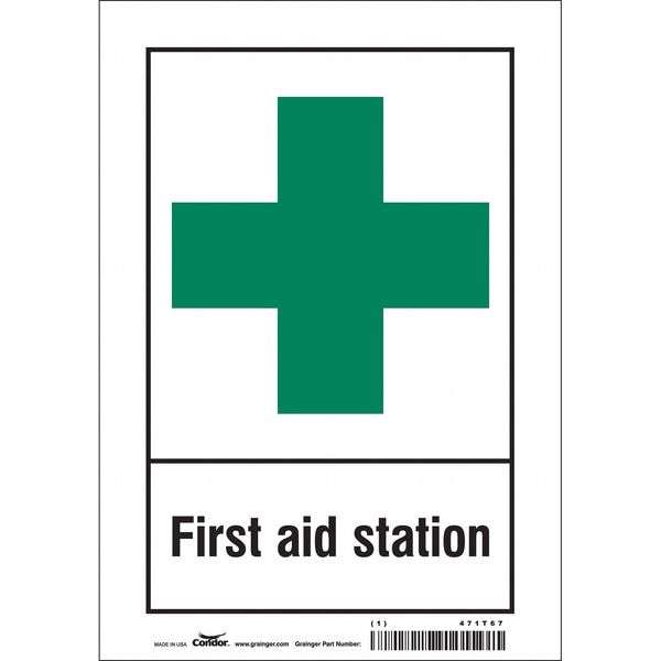 Condor First Aid Station, 7 in W x 10 in H, Horizontal Rectangle, Vinyl, 471T67 - 471T67