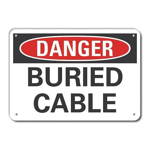 Lyle Plastic Buried Cable Danger Sign, 7 in H, 10 in W, Vertical Rectangle, LCU4-0351-NP_10X7 - LCU4-0351-NP_10X7