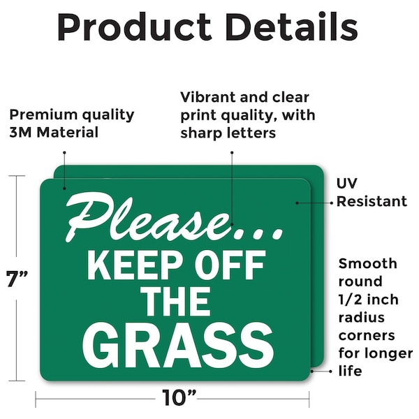 Signmission Please...Keep Off The Grass, 10 in W x Rectangle, Vinyl Decal - OS-2PACK-MISC-D-710-L-19506
