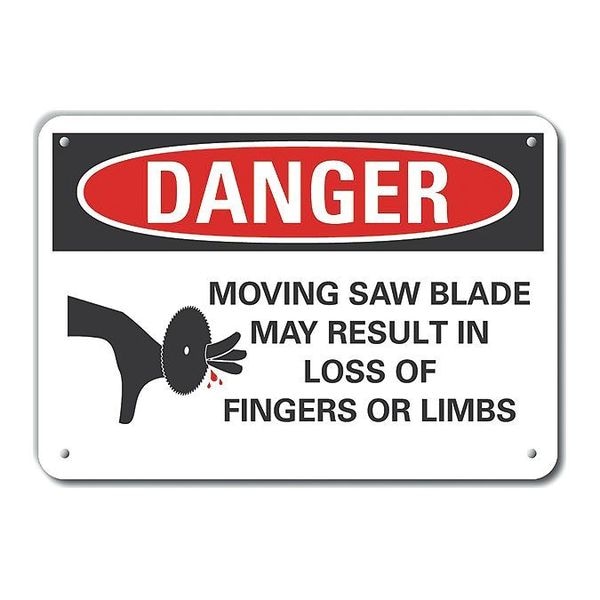 Lyle Reflective  Moving Machinery Danger Sign, 7 in Height, 10 in Width, Aluminum, Vertical Rectangle - LCU4-0266-RA_10X7